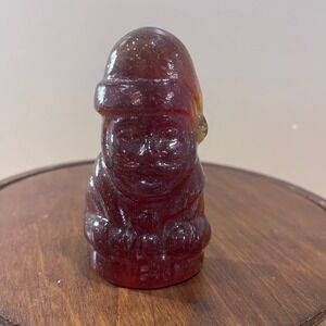 Blenko Glass Santa 2023 2nd Quality‎ Bubbles Error Deep Red Amber Holiday Decor